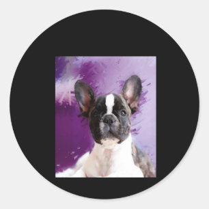 Mops Portrait Kunst, Niedlicher Mops Runder Aufkleber
