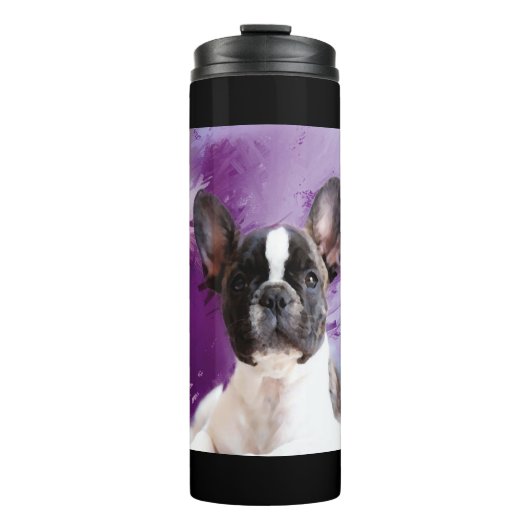 Mops Portrait Kunst, Niedlicher Mops Thermosbecher (Vorderseite)