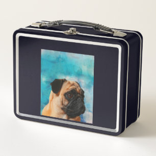 Mops Portrait Niedlicher Mops Mops Lover Metall Brotdose