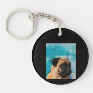 Mops Portrait Niedlicher Mops Mops Lover Schlüsselanhänger