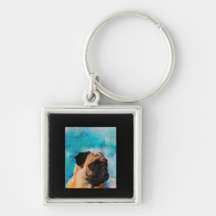 Mops Portrait Niedlicher Mops Mops Lover Schlüsselanhänger