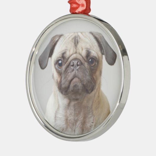 Mops Portrait Ornament Aus Metall (Links)