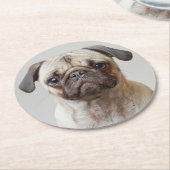 Mops-Portrait Runder Pappuntersetzer (Angewinkelt)