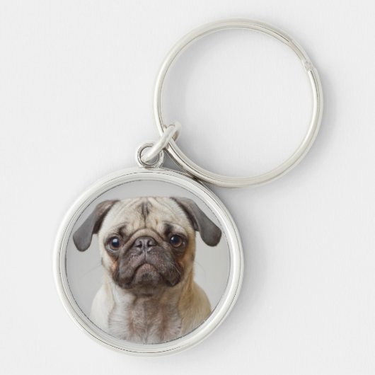 Mops Portrait Schlüsselanhänger (Vorne)