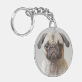 Mops-Portrait Schlüsselanhänger (Vorderseite links)