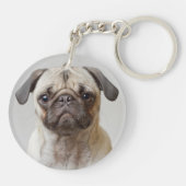 Mops-Portrait Schlüsselanhänger (Rückseite)