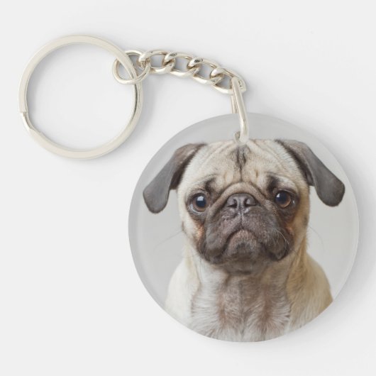 Mops-Portrait Schlüsselanhänger (Vorderseite)