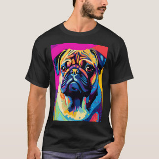 Mops-Porträts Zeichnung. Tier farbenfroh. Tier T-Shirt
