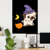 Mops Poster Hexe (Heimbüro)