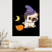 Mops Poster Hexe (Küche)