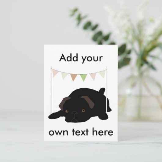 Mops Postkarte (Stehend Vorderseite)