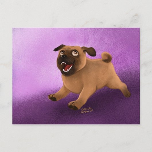 Mops Postkarte (Vorderseite)