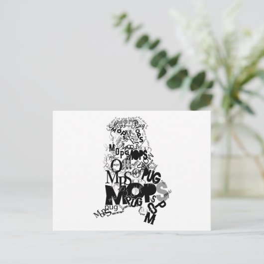 Mops Postkarte (Stehend Vorderseite)