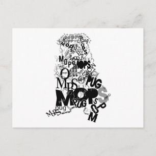 Mops Postkarte