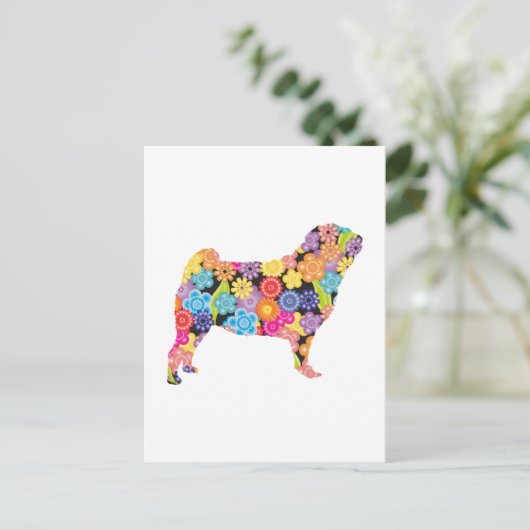 Mops Postkarte (Stehend Vorderseite)