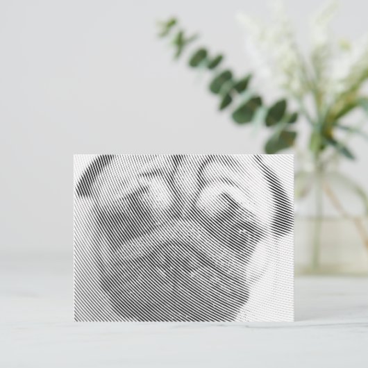 Mops Postkarte (Stehend Vorderseite)