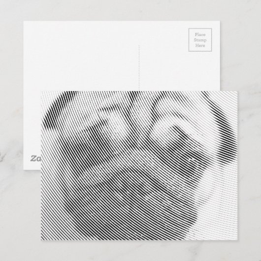 Mops Postkarte (Vorne/Hinten)