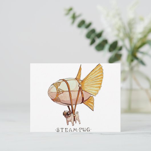 Mops Postkarte (Stehend Vorderseite)