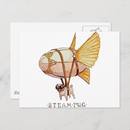 Mops Postkarte (Vorne/Hinten)