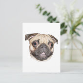 Mops Postkarte (Stehend Vorderseite)