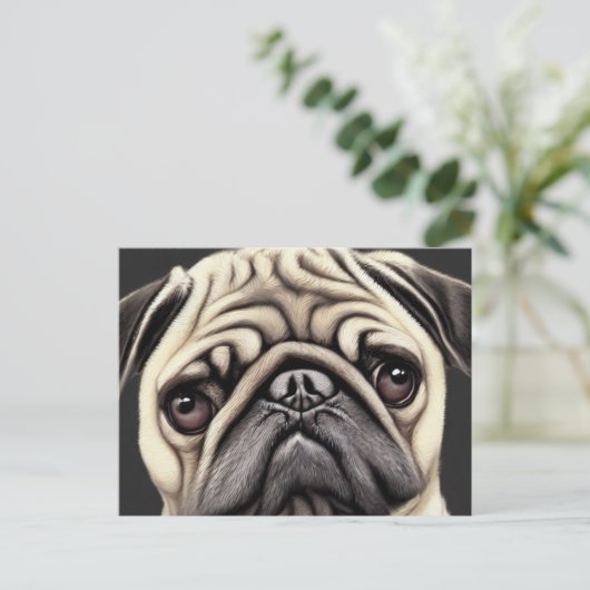 Mops Postkarte (Stehend Vorderseite)