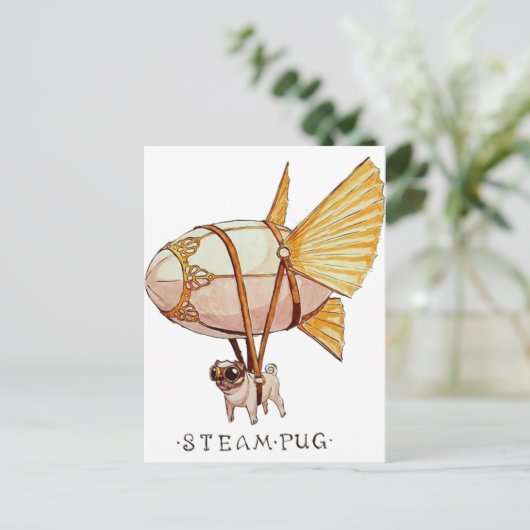 Mops Postkarte (Stehend Vorderseite)