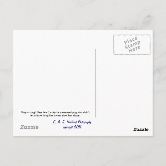 Mops Postkarte (Rückseite)