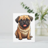 Mops Postkarte (Stehend Vorderseite)