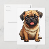 Mops Postkarte (Vorne/Hinten)
