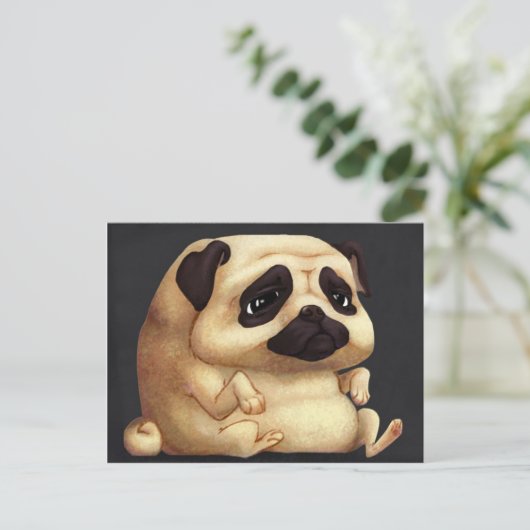 Mops Postkarte (Stehend Vorderseite)