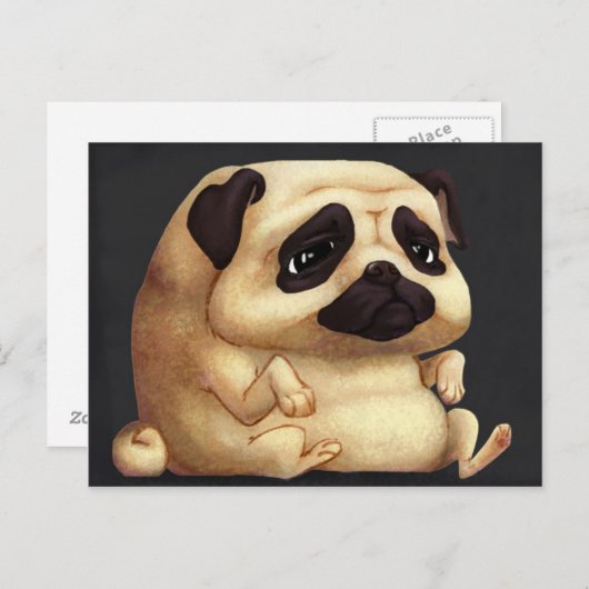 Mops Postkarte (Vorne/Hinten)