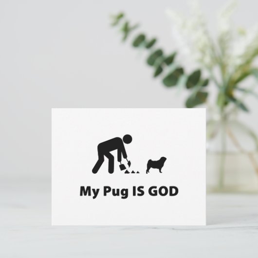 Mops Postkarte (Stehend Vorderseite)