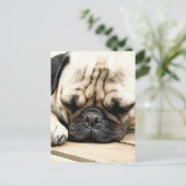 Mops Postkarte (Stehend Vorderseite)