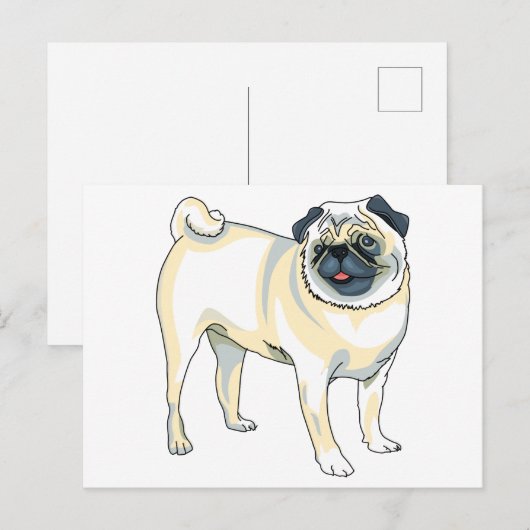 Mops Postkarte (Vorne/Hinten)
