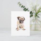 Mops Postkarte – Handgezeichnete Hunde-Illustratio (Stehend Vorderseite)
