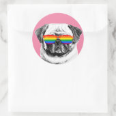Mops Pride Sonnenbrille Runder Aufkleber (Tasche)