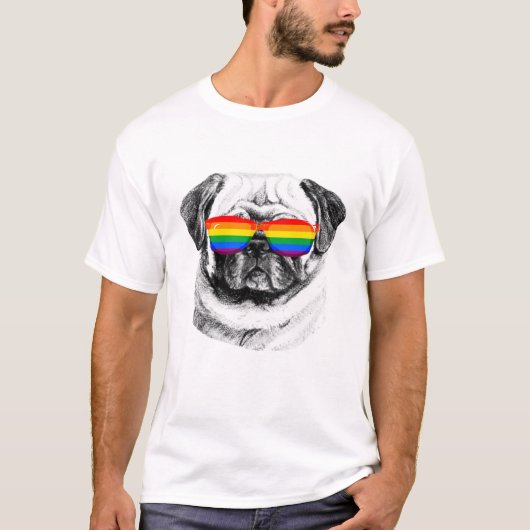 Mops Pride Sonnenbrille T-Shirt (Vorderseite)