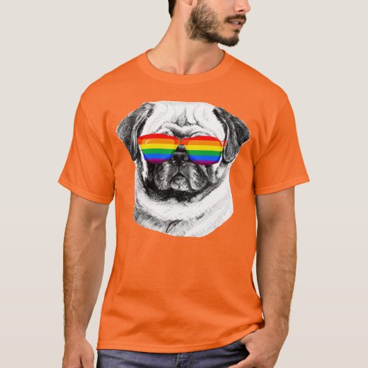 Mops Pride Sonnenbrille T-Shirt (Vorderseite)