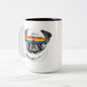 Mops Pride Sonnenbrille Zweifarbige Tasse (Vorderseite Links)