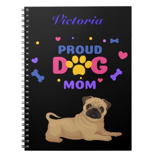 Mops Proud Dog Mama Notizblock (Vorderseite)