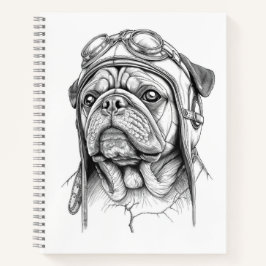 Mops / Pug Marble Statue Antique Style Notebook Notizblock