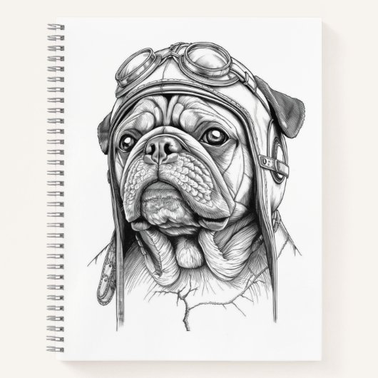 Mops / Pug Marble Statue Antique Style Notebook Notizblock (Vorderseite)