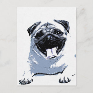 Mops Pugly Postkarte