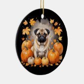 Mops Pumpkin Erntedank Fall Halloween Hund Lover Keramik Ornament (Rechts)