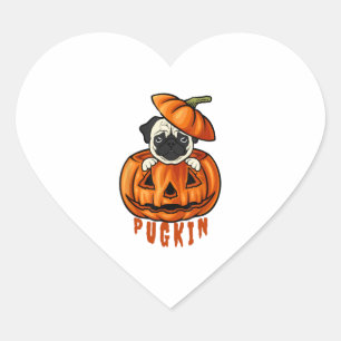 Mops-Pumpkin-Halloween-Mops-Kin-Kostüm für Mops-Hu Herz-Aufkleber