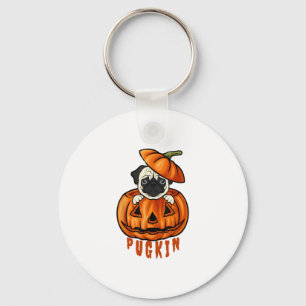 Mops-Pumpkin-Halloween-Mops-Kü rbiskostüm für Mops Schlüsselanhänger