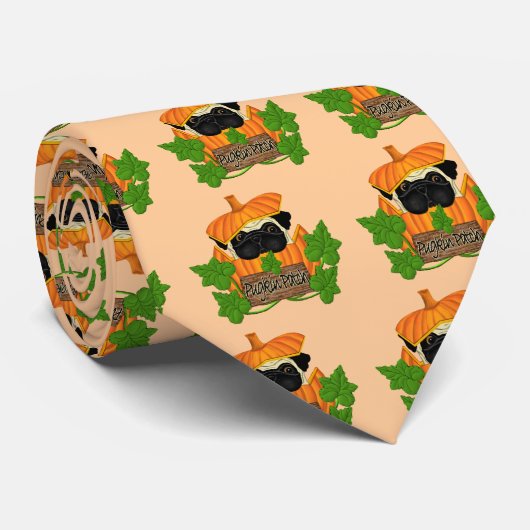Mops Pumpkin Patch Krawatte (Gerollt)