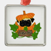 Mops Pumpkin-Patch Silbernes Ornament (Vorne)