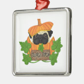 Mops Pumpkin-Patch Silbernes Ornament (Links)