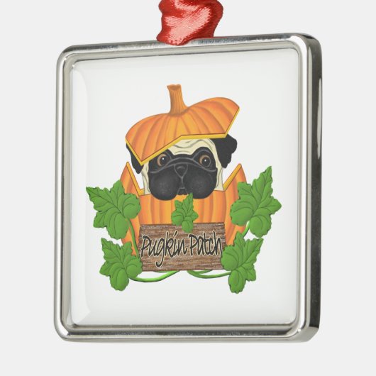 Mops Pumpkin-Patch Silbernes Ornament (Links)